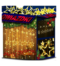 Catena luminosa a tenda design a stella, 120 led 2700K luce calda 4.7 metri da interno Alimentazione: spina UE (230 V)