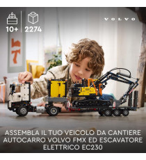 Lego Technic - Autocarro Volvo FMX ed Escavatore elettrico EC230 - Lego 42175 Veicolo e Stazione Ricarica Anni 10+ 2274pz