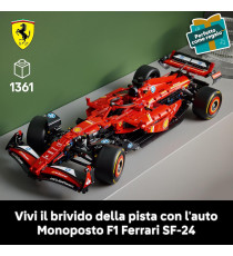 Lego Technic - Monoposto F1 Ferrari SF-24 - Lego 42207 in Scala 1:8 con Motore V6, Cambio, Sterzo e DRS Anni 18+ 1361pz