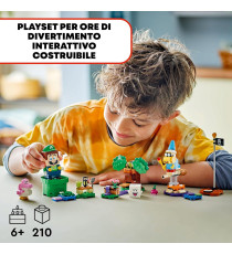Lego Super Mario - Avventure di LEGO Luigi interattivo - Lego 71440 con 4 Personaggi Nintendo e Baby Yoshi Rosa Anni 6+ 210pz