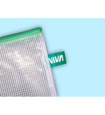 Busta a rete con cerniera gialla - PVC - 20 x 25 cm - trasparente - Starline