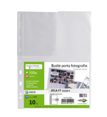 Buste forate Atla FT porta foto e cartoline - 4 spazi 13 x 18 cm - trasparente - Sei Rota - conf. 10 pezzi