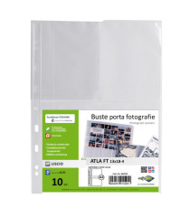 Buste forate Atla FT porta foto e cartoline - 4 spazi 13 x 18 cm - trasparente - Sei Rota - conf. 10 pezzi