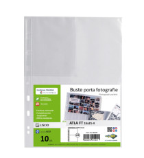 Buste forate Atla FT porta foto e cartoline - 4 spazi 15 x 21 cm - trasparente - Sei Rota - conf. 10 pezzi