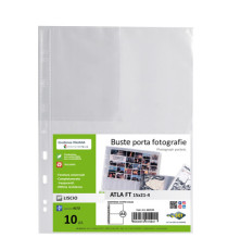 Buste forate Atla FT porta foto e cartoline - 4 spazi 15 x 21 cm - trasparente - Sei Rota - conf. 10 pezzi