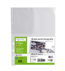 Buste forate Atla FT porta foto e cartoline - 8 spazi 10 x 15 cm - trasparente - Sei Rota - conf. 10 pezzi