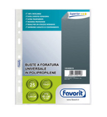 Buste forate Special PP - Superior - liscio - 15 x 21 cm - trasparente - Favorit - conf. 25 pezzi