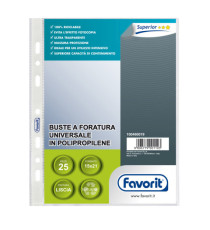 Buste forate Special PP - Superior - liscio - 15 x 21 cm - trasparente - Favorit - conf. 25 pezzi