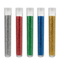 Glitter Bio grana fine - 10ml - colori assortiti - Deco - blister 5 flaconi
