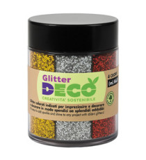 Glitter Bio grana fine - 60ml - colori assortiti - Deco - dispenser 4 colori