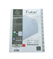 Intercalare numerico - PP riciclato - A4 - 12 tasti - grigio - Exacompta