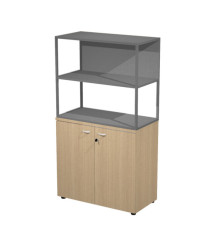 Libreria media metal + armadio basso Essence - 90 x 46 x 165 cm - Rovere/rovere/antracite/antracite