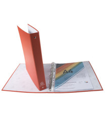 Raccoglitore foderato in PP - A4 - 4 anelli tondi 30 mm - dorso 4cm - rosso - Exacompta