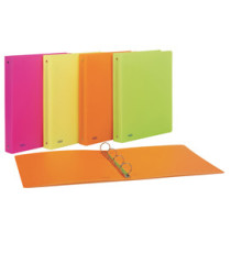 Raccoglitore neon - 22 x 30 cm - 4 anelli tondi 30 mm- PP - colori assortiti - Favorit