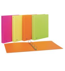 Raccoglitore neon - 22 x 30 cm - 4 anelli tondi 30 mm- PP - colori assortiti - Favorit