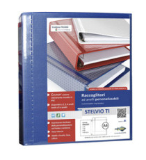 Raccoglitore personalizzabile Stelvio TI - 22 x 30 cm - 4 anelli a D 25 mm - dorso 4 cm - blu - Sei Rota