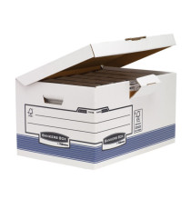 Scatola archivio Bankers Box System - con coperchio a ribalta - 37,8 x 29,3 x 54,5 cm - bianco - Fellowes