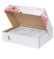Scatola archivio Speedbox - dorso 8 cm - 35 x 25 cm - apertura totale - bianco e rosso - Esselte