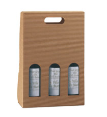 Scatola bottiglie Onda avana - 3 bottiglie - 270 x 90 x 385 mm - Scotton