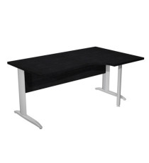 Scrivania Compact Destro Easy - 160 x 60/80/100 cm - Nero venato/grigio cromato