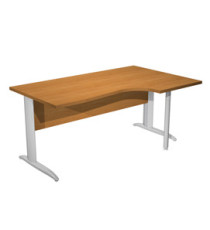 Scrivania Compact Destro Easy - 160 x 60/80/100 cm - Noce chiaro/grigio cromato