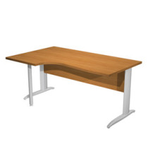 Scrivania Compact Sinistro Easy - 160 x 60/80/100 cm - Noce chiaro/grigio cromato