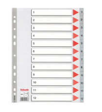 Separatore numerico 1/12 - PP - A4 - 22,5x29,7 cm - grigio - Esselte