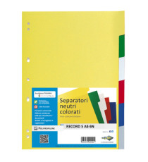 Separatore Record S - 6 tasti - PP - 15 x 21 cm - A5 - multicolore - Sei Rota