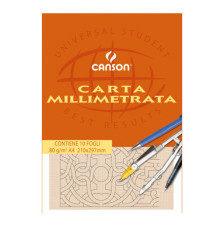 Blocco carta opaca millimetrata - A4 - 10 fogli - 80gr - Canson