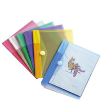 Buste con bottone in velcro - PP - 24 x 19 cm - colori assortiti - Djois - conf. 6 pezzi