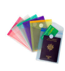 Buste con velcro - formato verticale - 11,4 x 15,8 cm - PP - colori assortiti - Djois - conf. 6 pezzi