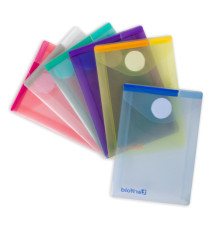 Buste con velcro - formato verticale - 8 x 11,5 cm - PP - colori assortiti - Djois - conf. 6 colori