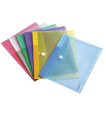 Buste forate con bottone in velcro - A4 - PP - colori assortiti - Djois - conf. 12 pezzi