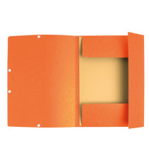 Cartella 3 lembi con elastico angolare - A4 - dorso 0,3 cm - cartoncino Lustrè - arancio - Exacompta