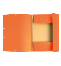 Cartella 3 lembi con elastico angolare - A4 - dorso 0,3 cm - cartoncino Lustrè - arancio - Exacompta