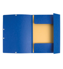 Cartella 3 lembi con elastico angolare - A4 - dorso 0,3 cm - cartoncino Lustrè - blu - Exacompta