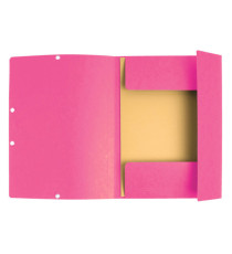 Cartella 3 lembi con elastico angolare - A4 - dorso 0,3 cm - cartoncino Lustrè - rosa - Exacompta
