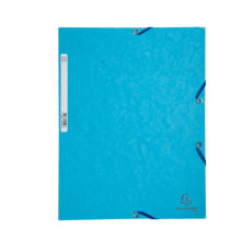 Cartella 3 lembi con elastico angolare - A4 - dorso 0,3 cm - cartoncino Lustrè - turchese - Exacompta