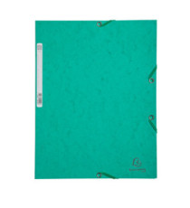 Cartella 3 lembi con elastico angolare - A4 - dorso 0,3 cm - cartoncino Lustrè - verde - Exacompta