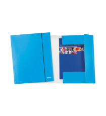 Cartella 3 lembi con elastico WOW - 25 x 35 cm - dorso variabile - cartoncino plastificato - azzurro metal - Leitz