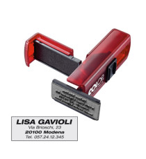 Timbro Pocket Stamp Plus 20 - 14 x 38 mm - 4 righe - autoinchiostrante - rosso rubino - Colop