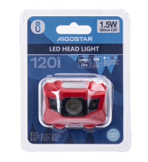 Torcia lampada da testa led frontale a batteria Aigostar 1.5w 120 lumen 6500k luce fredda IP44 2 regolazioni di luminosità