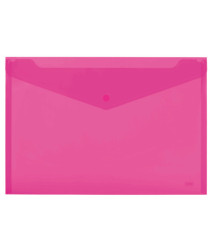 Busta con bottone - 24 x 18,5 cm - PP - colori assortiti fluo - Lebez - conf. 5 pezzi