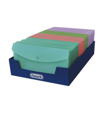 Busta con bottone Pastel - 9,9 x 21 cm - PP - colori assortiti - Favorit