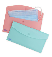 Busta con bottone Pastel - 9,9 x 21 cm - PP - colori assortiti - Favorit - conf. 5 pezzi