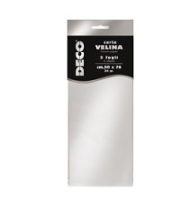 Carta velina - 50 x 76 cm - 20 gr - argento metal - Deco - busta 5 fogli