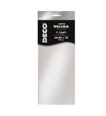 Carta velina - 50 x 76 cm - 20 gr - argento metal - Deco - busta 5 fogli