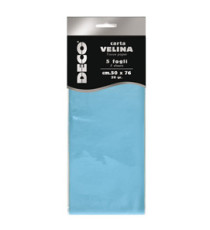 Carta velina - 50 x 76 cm - 20 gr - azzurro - Deco - busta 5 fogli