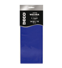Carta velina - 50 x 76 cm - 20 gr - blu - Deco - busta 5 fogli