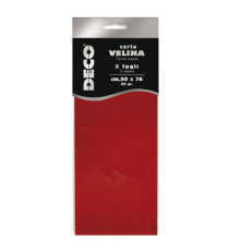 Carta velina - 50 x 76 cm - 20 gr - rosso - Deco - busta 5 fogli